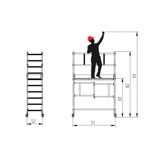 EASY GATE 3.8m Rusztowanie aluminiowe jezdne 380 LEVVEL