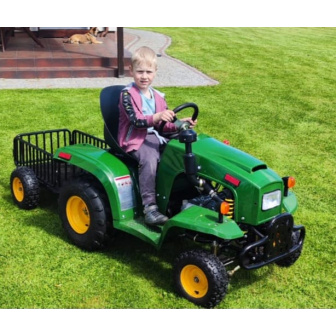 traktor 110 cc replika john deere spalinowy dla dziecka + przyczepka