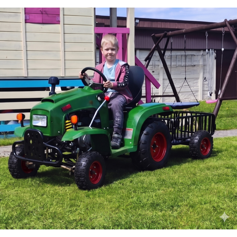 traktor 110 cc AUTOMAT replika john deere spalinowy dla dziecka + przyczepka