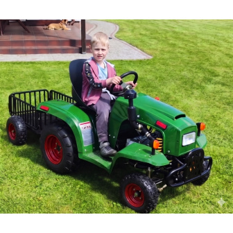 Traktor 110 cc Pół-Automat replika john deere spalinowy dla dziecka + przyczepka
